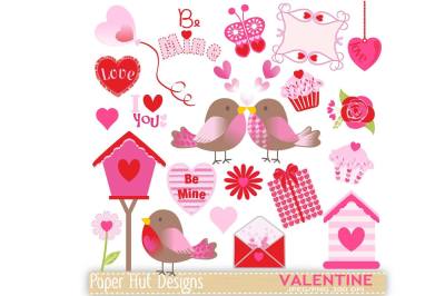 Valentine Birds and Hearts Clipart