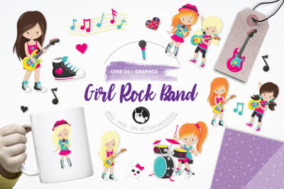 Girl Rock Band graphics and illustrations