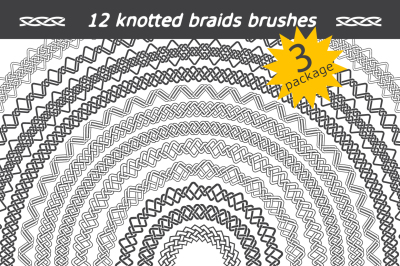 12 knotted braids brushes. Pack 3