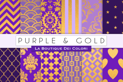 Purple and Gold Digital Papers