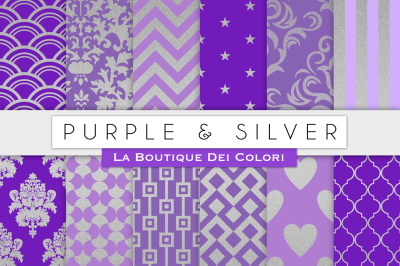 Purple and Silver Digital Papers