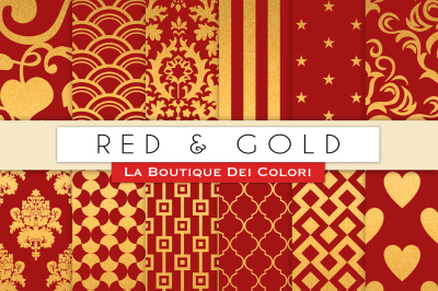 Red and Gold Digital Papers