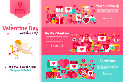 Valentine's Day Flat Banners