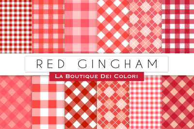 Red Gingham Digital Papers