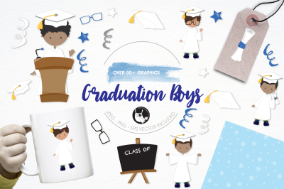 Graduation Boys graphics and illustrations