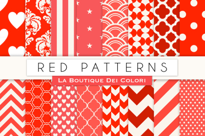 Red Patterned Digital Papers