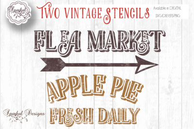 Two Vintage Sign Stencils, In Farmhouse Decor Themed Cut Files 