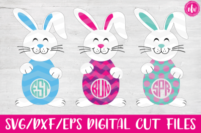 Monogram Easter Bunny Egg - SVG, DXF, EPS Cut File