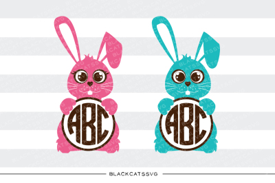 Easter Bunnies - round monogram - SVG file
