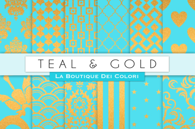 Teal & Gold Digital Papers