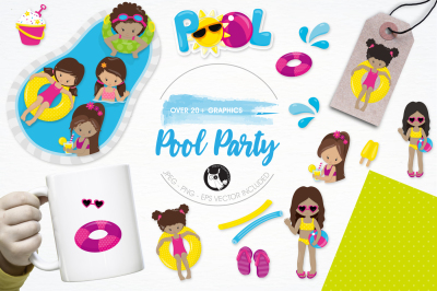 Pool Party graphics and illustrations