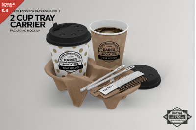 Coffee Set Tray Carrier Packaging Mockup