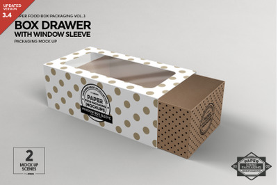 Box Drawer with Window Sleeve Packaging Mockup