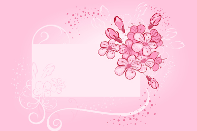 Banner with flowering cherry