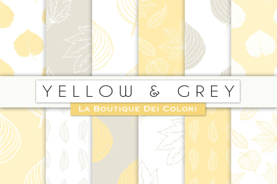 Yellow and Grey Leaves Digital Paper