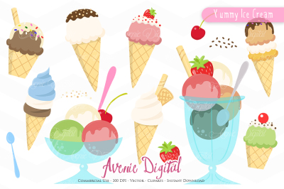 Yummy Ice Cream Clipart - Vectors