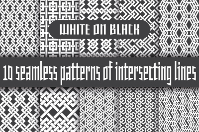 White lines on black seamless patterns