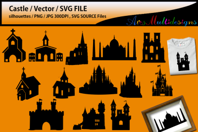Castle silhouette / Church Silhouette -vector