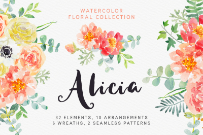 Alicia watercolor floral collection