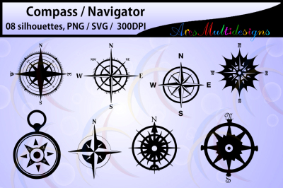 Compass navigator illustration silhouette clipart
