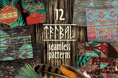 Set of tribal seamless patterns