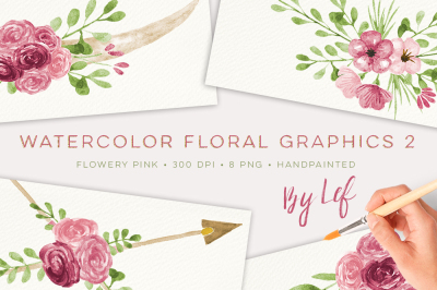 Pink Floral Watercolor graphics 