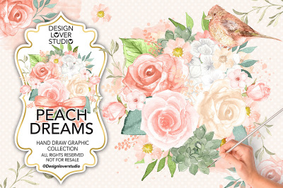 Watercolor Peach Dreams design