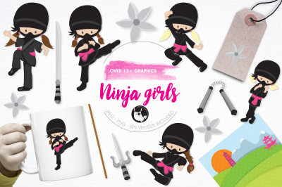 Ninja Girls graphics and illustrations