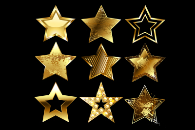Set Textured Gold Stars
