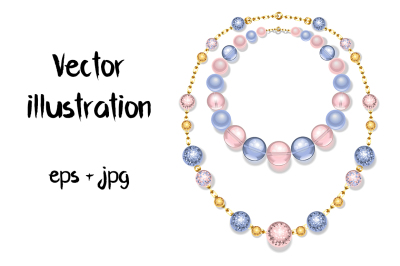 Necklace of Blue and Pink Beads