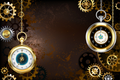 Brown Background with the Clock ( Steampunk )