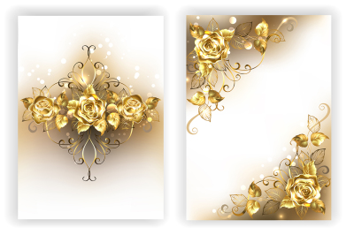 White Design with Golden Roses