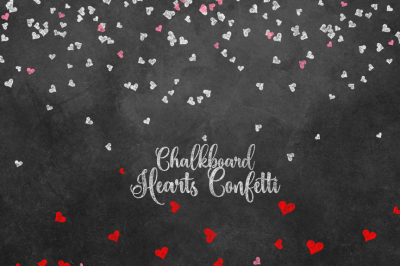 Chalkboard Hearts Confetti Clipart