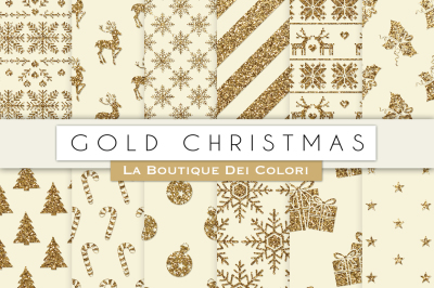 Gold Christmas Glitter Digital Paper