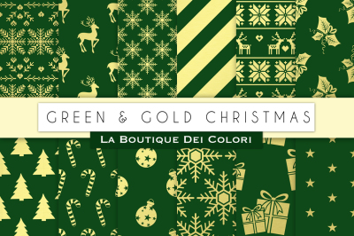 Green and Gold Christmas Digital Paper