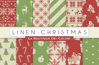 Linen Christmas Digital Paper