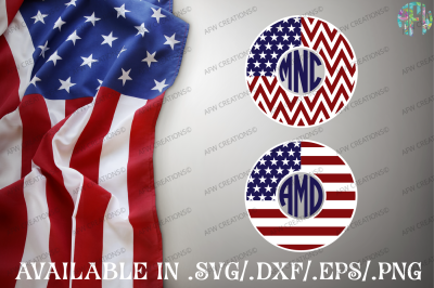 American Patriotic Monogram Frames - SVG, DXF, EPS Digital Cut Files
