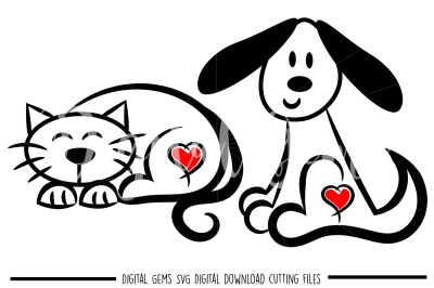 Dog and Cat SVG / DXF / PNG Files