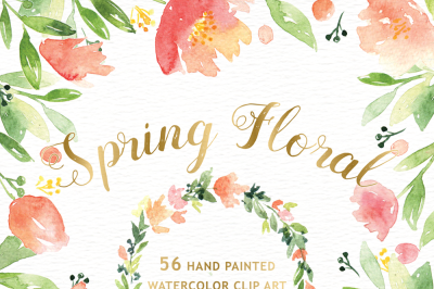Spring Floral Watercolor Clipart