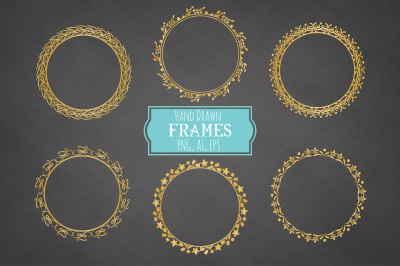 Hand Drawn Frames Vector + Png