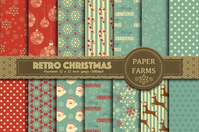 Retro Christmas digital paper 