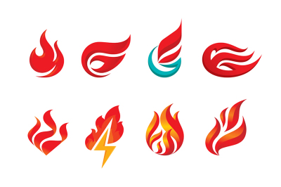 Fire & flame - Vector Signs Illustration Set