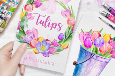 Tulips. Watercolor illustrations.