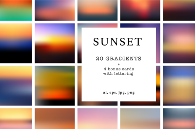 Sunset - 20 Blurred Background + 4 bonus cards