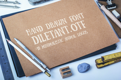 Hand drawn font + 18 logotypes