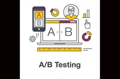 Thin line flat icon concept banner for AB testing, split comparison web design. 