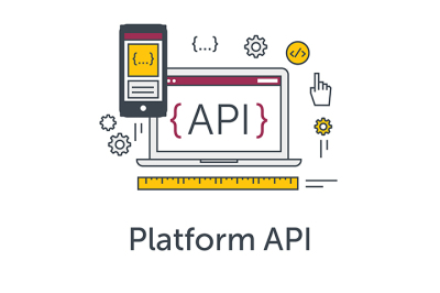 Banner for software development. Platform API icon.