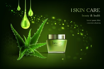 Cosmetic ads template with aloe vera