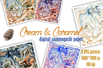 Cream & Caramel Digital Marble Textures