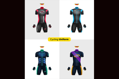 Realistic vector cycling uniforms. Branding mockup